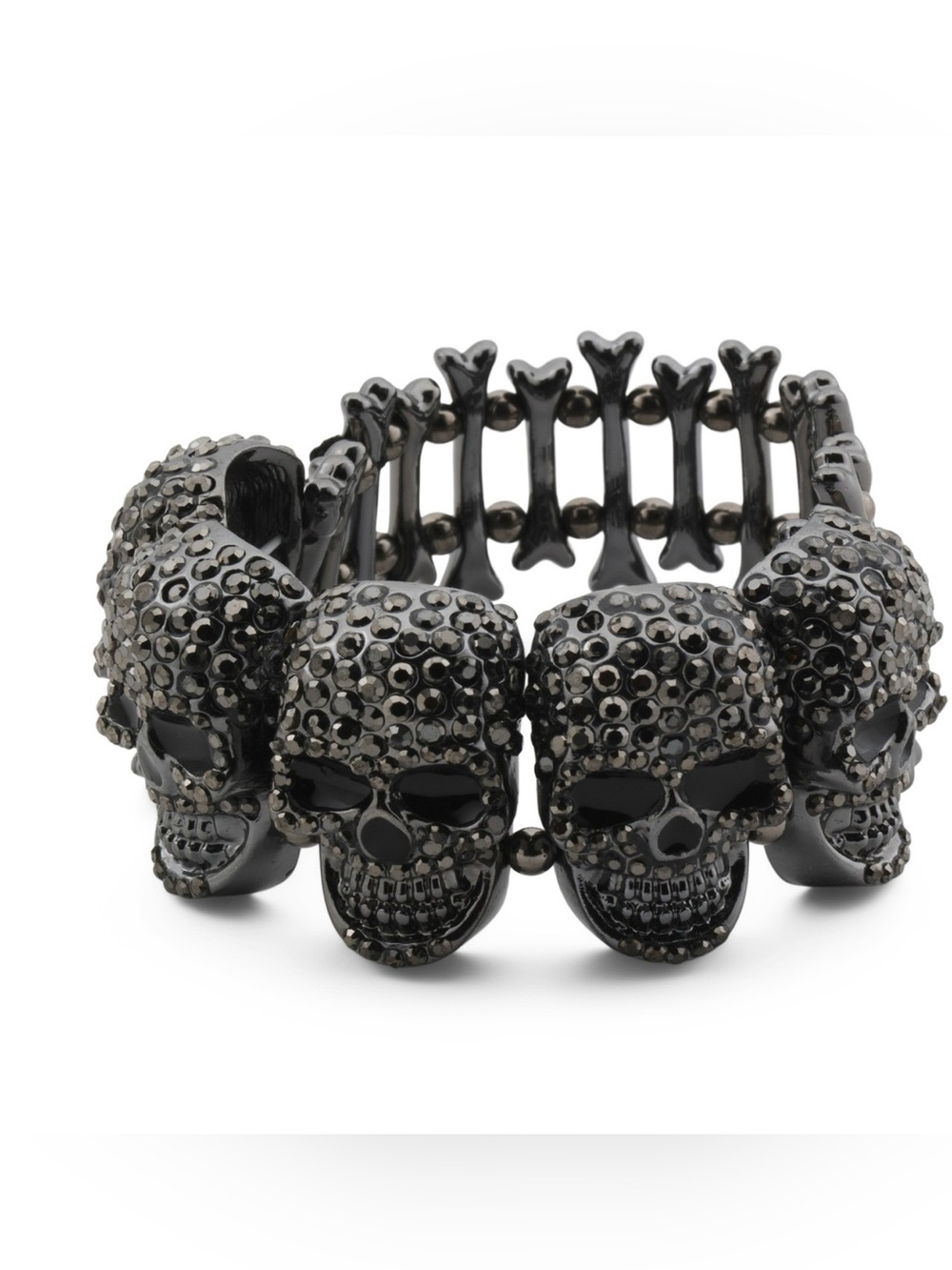 Natasha Hematite Crystal Skull Stretch Bracelet
